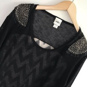 Daytrip Beaded Shoulder Flowy Top New XL